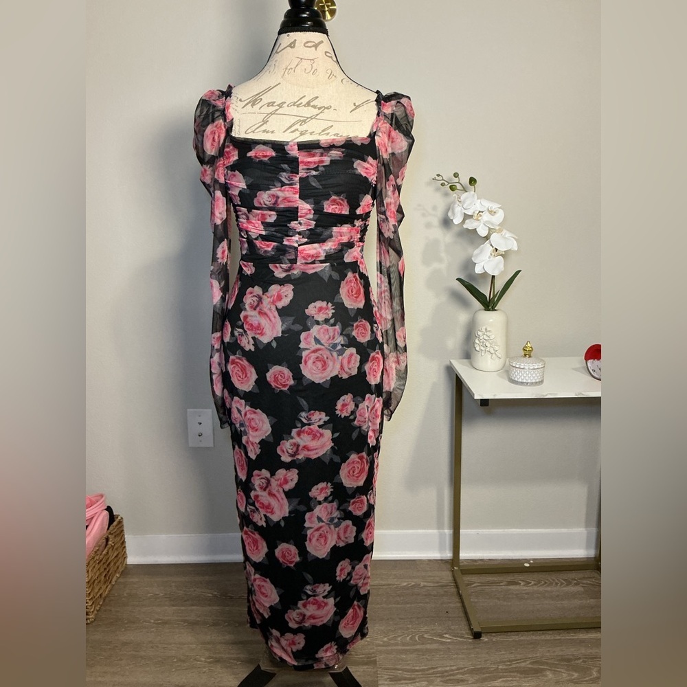 Floral Black and Pink Dress